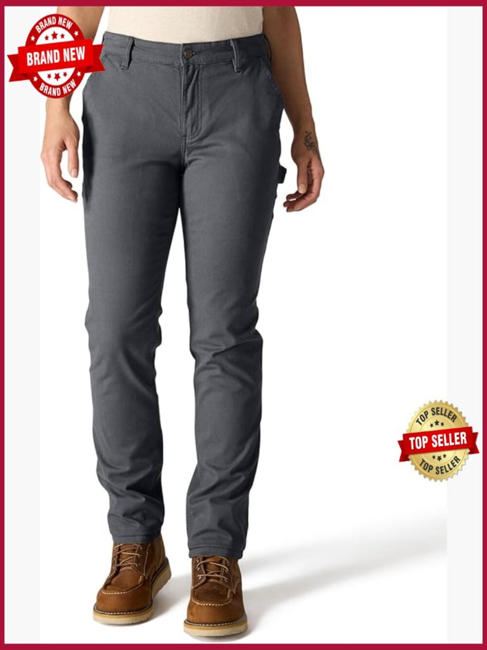 Women's Straight Leg Chino Work Pants Stretch Canvas Relaxed Fit